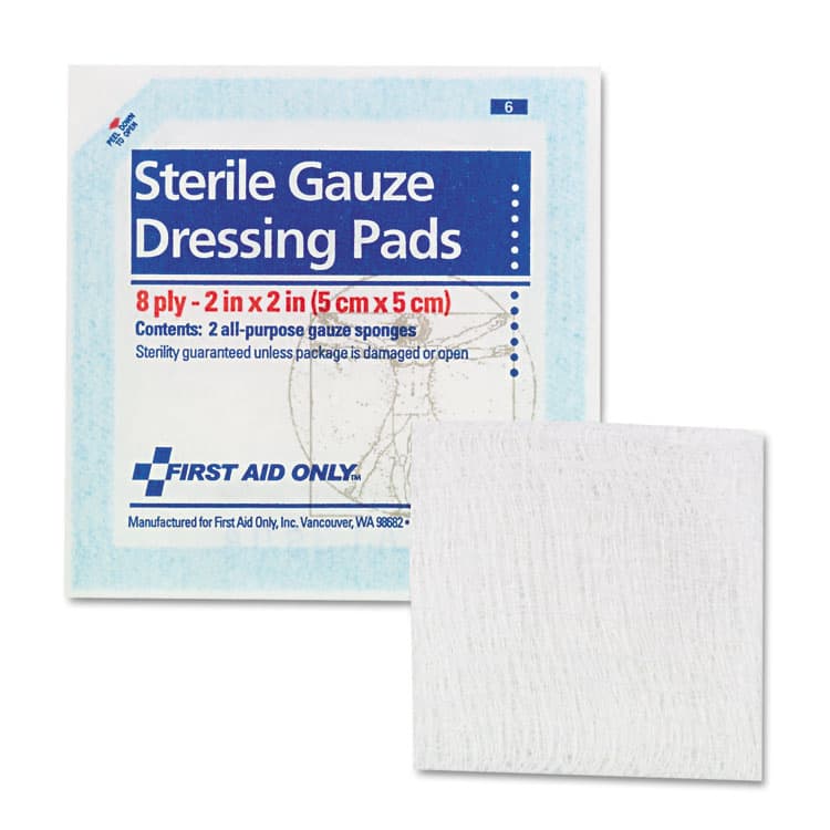 FIRST AID ONLY, . SmartCompliance Gauze Pads, Sterile, 8-Ply, 2 x 2, 5 Dual-Pads/Pack (FAOFAE5000)
