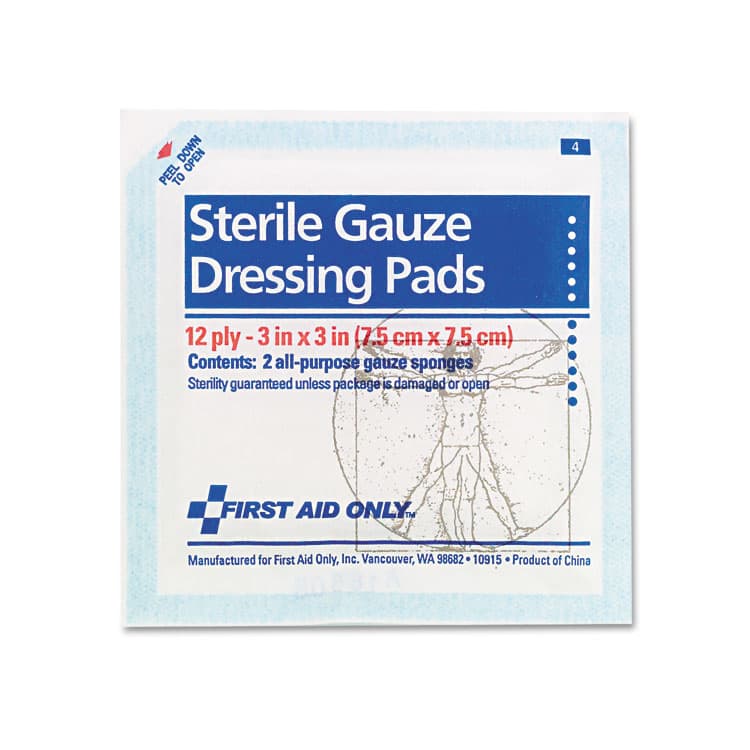 FIRST AID ONLY, . SmartCompliance Gauze Pads, Sterile, 12-Ply, 3 x 3, 5 Dual-Pads/Pack (FAOFAE5005) thumbnail 2