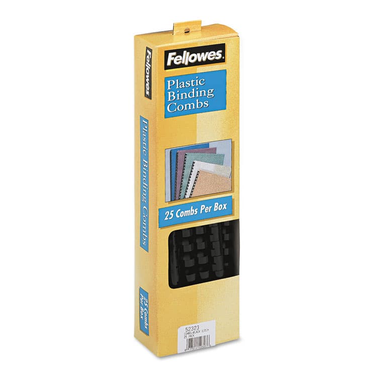 FELLOWES MFG. CO. Plastic Comb Bindings for 11 x 8.5 Documents, 19 Rings, 0.5" (90-Sheet) Capacity, Black, 25/Pack (FEL52323) thumbnail 3