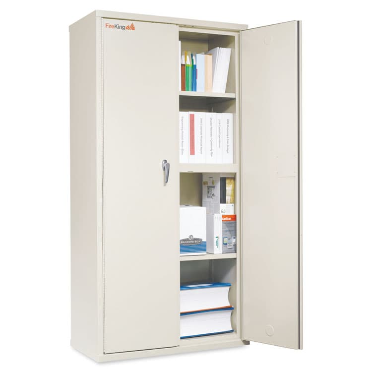 FIRE KING INTERNATIONAL Storage Cabinet, 36w x 19.25d x 72h, UL Listed 350 Degree, Parchment (FIRCF7236D)
