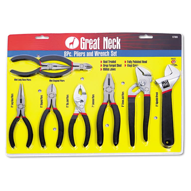 GREAT NECK SAW MFG. 8-Piece Steel Pliers and Wrench Tool Set (GNS87900)