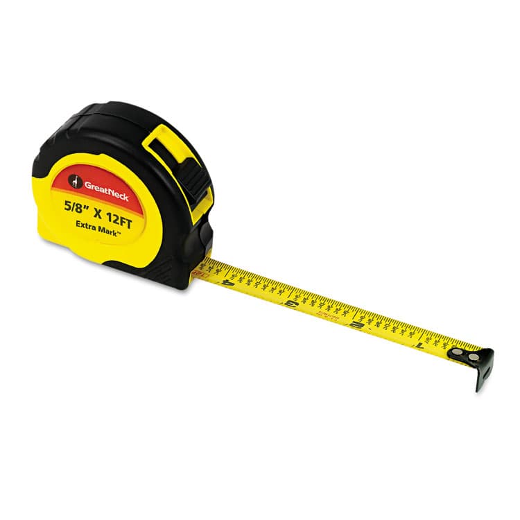 GREAT NECK SAW MFG. ExtraMark Power Tape, 0.63" x 12 ft, Steel, Yellow/Black (GNS95007)