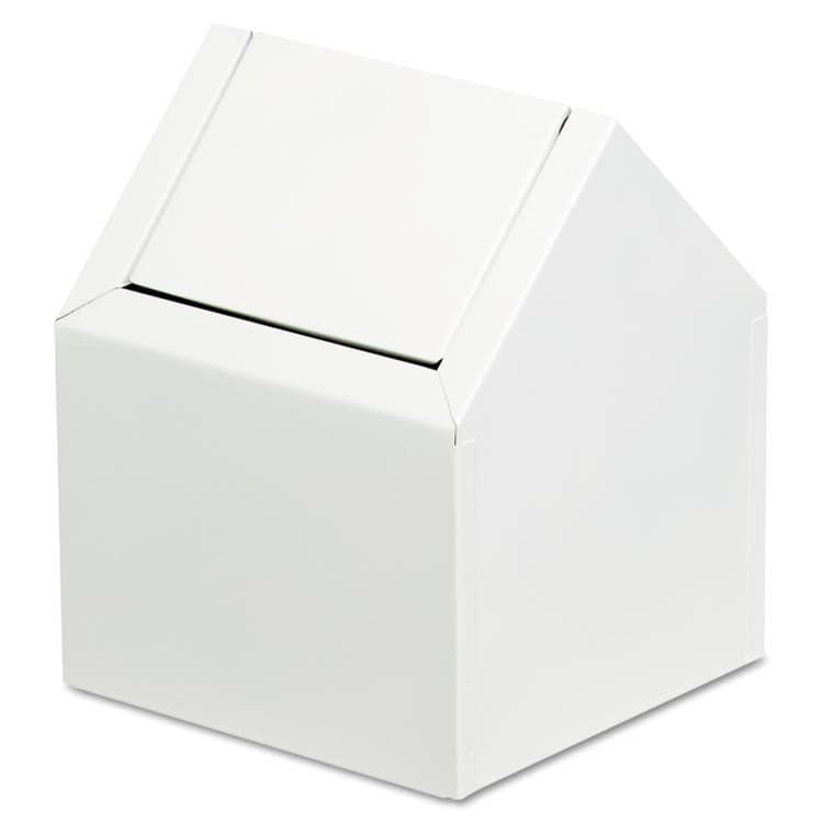 HOSPECO Double Entry, Swing Top Floor Receptacle, Metal, White (HOS2201)