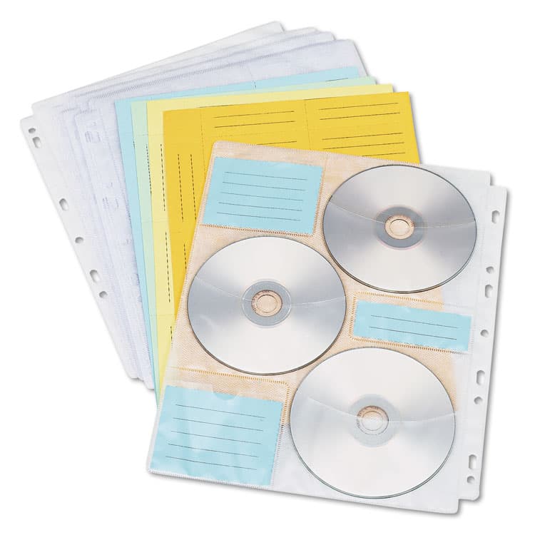 INNOVERA Two-Sided CD/DVD Pages for Three-Ring Binder, 6 Disc Capacity, Clear, 10/Pack (IVR39301)