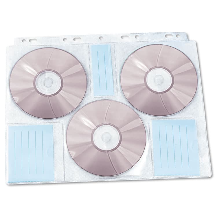INNOVERA Two-Sided CD/DVD Pages for Three-Ring Binder, 6 Disc Capacity, Clear, 10/Pack (IVR39301) thumbnail 4