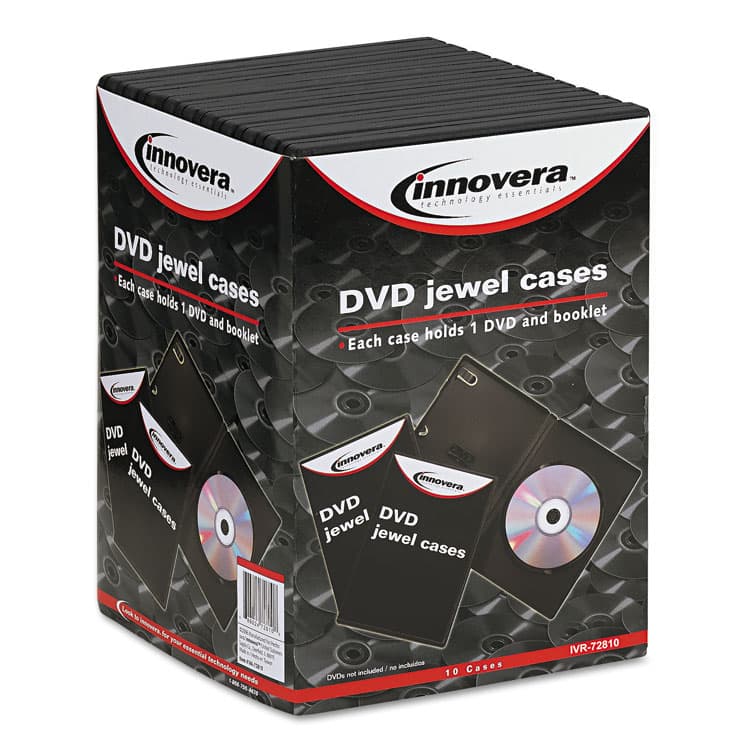 INNOVERA Standard DVD Case, Black, 10/Pack (IVR72810) thumbnail 2