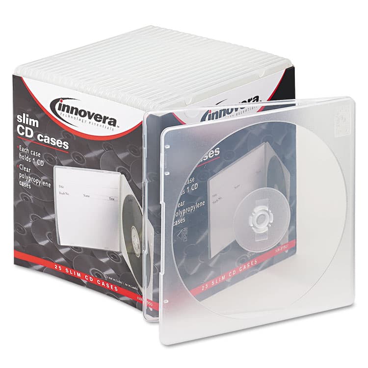 INNOVERA Slim CD Case, Clear, 25/Pack (IVR81900)