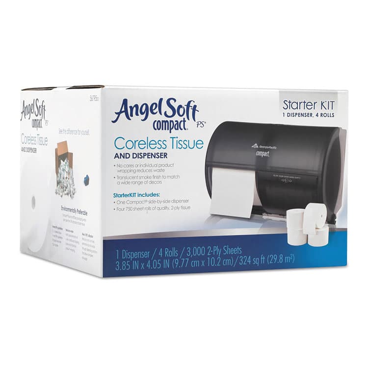 GEORGIA PACIFIC Compact Tissue Dispenser and Angel Soft ps Tissue Start Kit, 10.13 x 6.75 x 7.13, Translucent Smoke (GPC5679500) thumbnail 3
