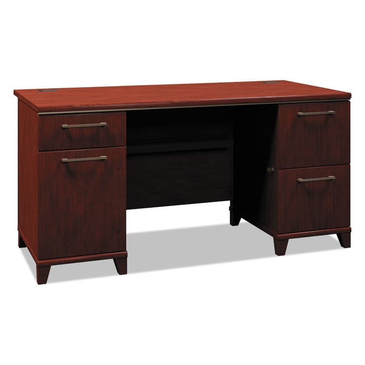 BUSH INDUSTRIES Enterprise Collection Double Pedestal Desk, 60" x 28.63" x 29.75", Harvest Cherry, (Box 2 of 2) (BSH2960CSA203)