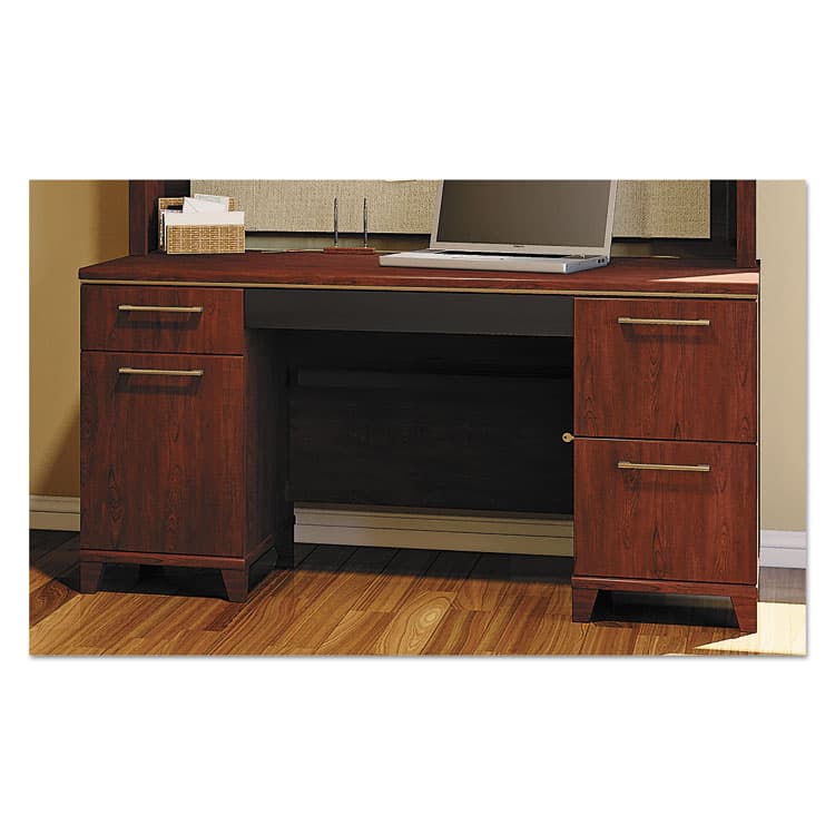 BUSH INDUSTRIES Enterprise Collection Double Pedestal Desk, 60" x 28.63" x 29.75", Harvest Cherry, (Box 2 of 2) (BSH2960CSA203) thumbnail 2
