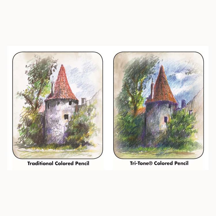 CHARTPAK/PICKETT Tri-Tone Color Pencils, 3.8 mm, Assorted Tri-Tone Lead Colors, Tan Barrel, Dozen (KOHFA33TIN12BC) thumbnail 4