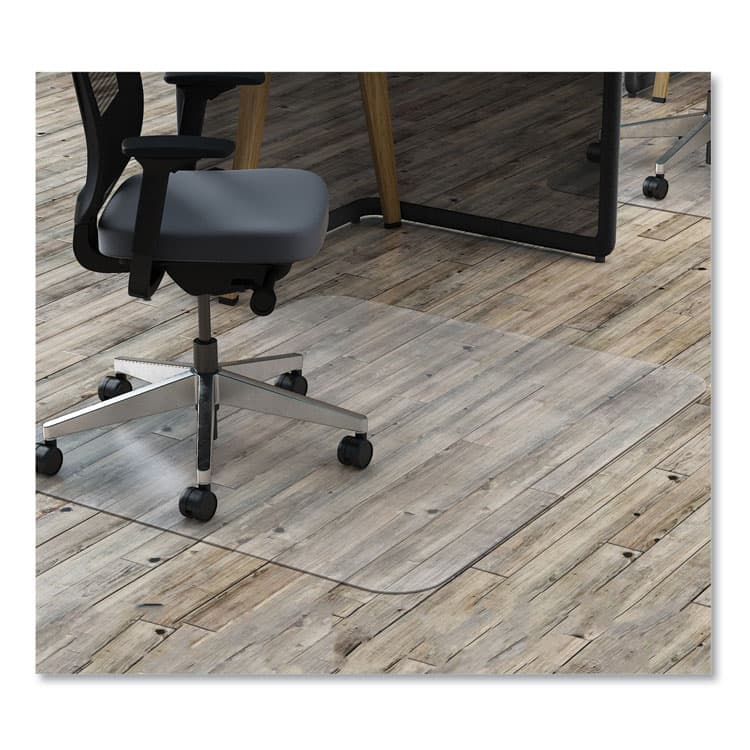 DEFLECTO CORPORATION EconoMat Non-Studded All Day Use Chair Mat for Hard Floors, Rectangular, 45" x 53", Clear, Ships Rolled (DEFCM21242COM)