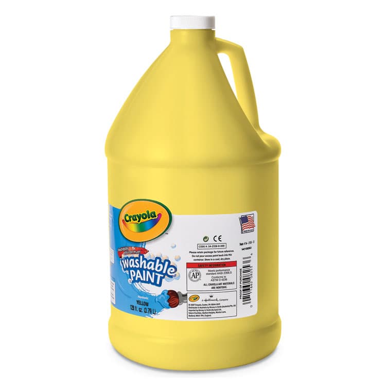 BINNEY & SMITH / CRAYOLA Washable Paint, Yellow, 1 gal Bottle (CYO542128034)