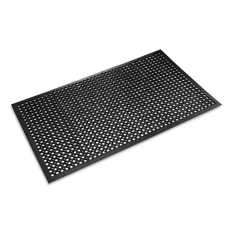 CROWN MATS & MATTING Safewalk-Light Wet/Oily Floor Anti-Fatigue Drainage Mats, 0.5" Thick, 36" x 60", Black Perforated Surface (CWNWSCT35BK)