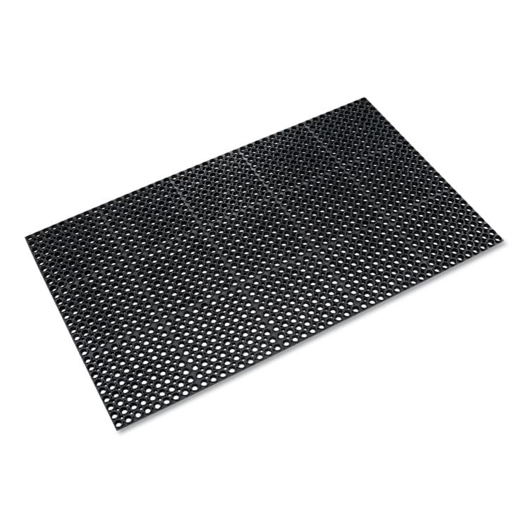 CROWN MATS & MATTING Safewalk Heavy-Duty Anti-Fatigue Drainage Mat, 0.88" Thick, 36" x 60", Black Raised Rib Perforated Surface (CWNWSTF35BK)
