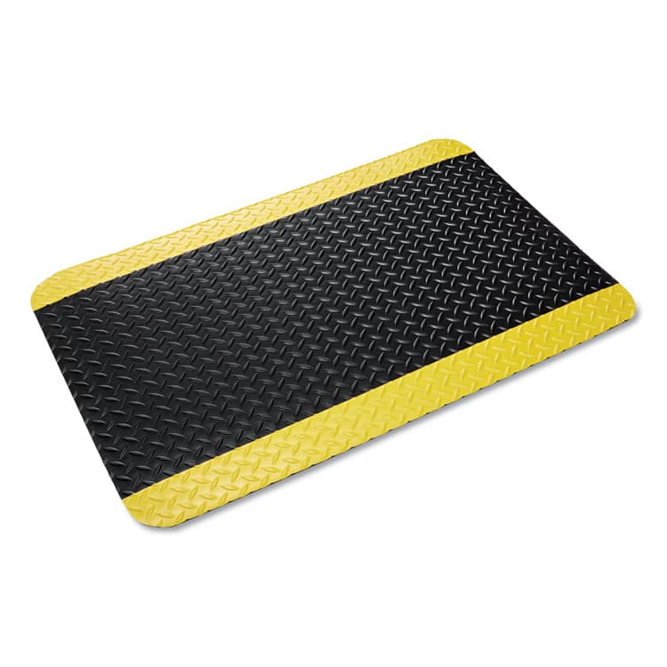 CROWN MATS & MATTING Industrial Deck Plate Anti-Fatigue Mat, Rectangular, Black/Yellow Raised Diamond Surface, 36" x 60" (CWNCD0035YB)
