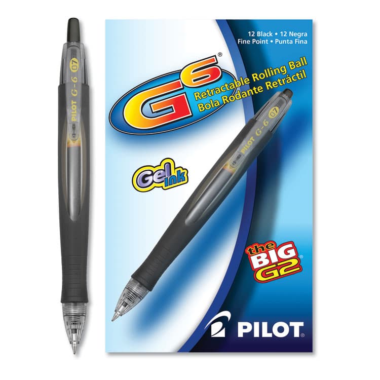 PILOT CORP. OF AMERICA G6 Gel Pen, Retractable, Fine 0.7 mm, Black Ink, Black Barrel (PIL31401) thumbnail 2