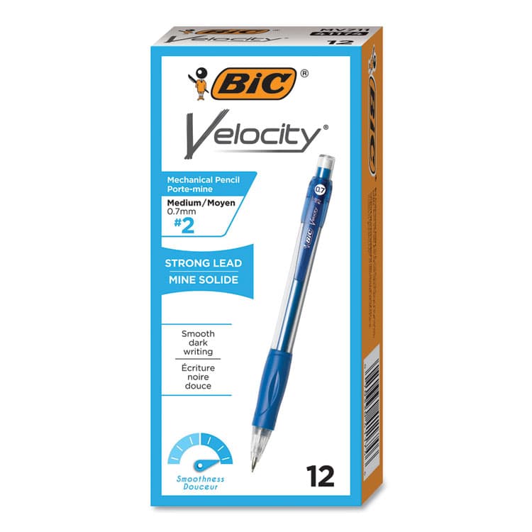 BIC CORP. Velocity Original Mechanical Pencil, 0.7 mm, HB (#2), Black Lead, Blue Barrel, Dozen (BICMV711BK) thumbnail 3