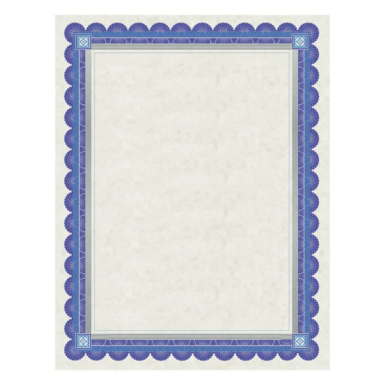 SOUTHWORTH CO. Parchment Certificates, Academic, 8.5 x 11, Ivory with Blue/Silver Foil Border, 15/Pack (SOUCT1R)