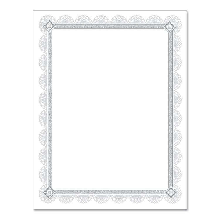 SOUTHWORTH CO. Premium Certificates, 8.5 x 11, White/Silver with Spiro Silver Foil Border,15/Pack (SOUCTP2W)
