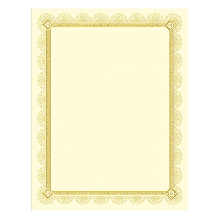 SOUTHWORTH CO. Premium Certificates, 8.5 x 11, Ivory/Gold with Spiro Gold Foil Border,15/Pack (SOUCTP2V)
