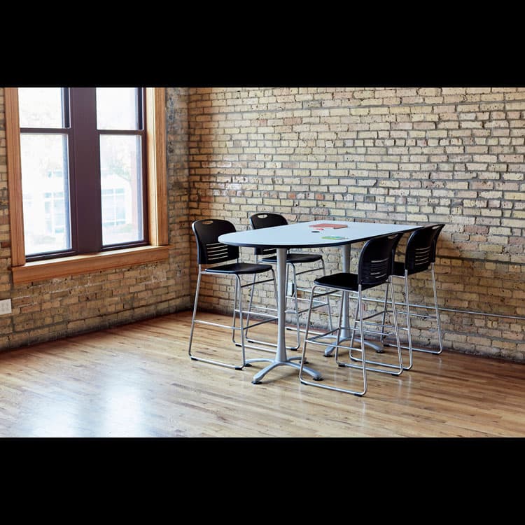 SAFCO PRODUCTS Vy Sled Base Bistro Chair, Supports Up to 350 lb, 30.5" Seat Height, Black Seat, Black Back, Silver Base (SAF4295BL) thumbnail 3