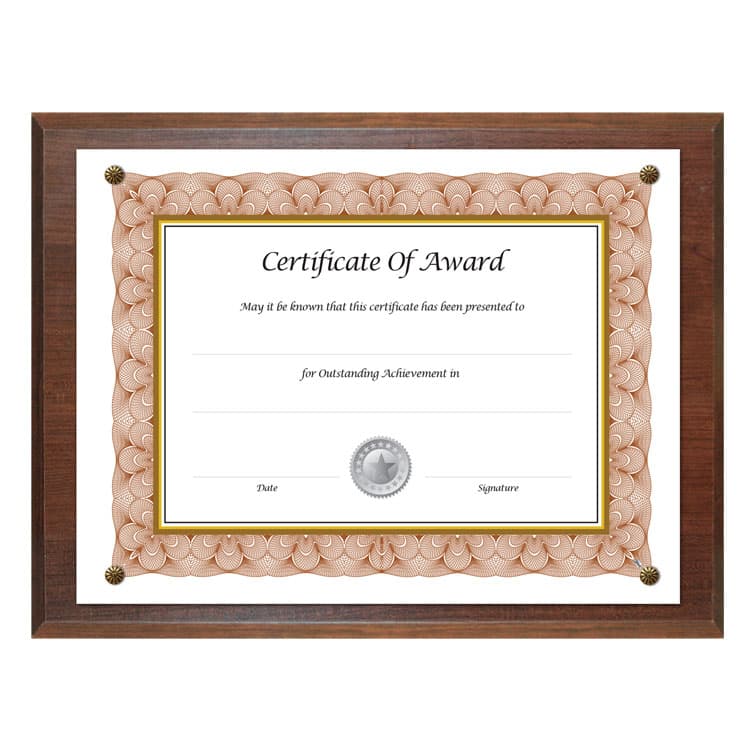 NU-DELL MANUFACTURING Award-A-Plaque Document Holder, Acrylic/Plastic, 10.5 x 13, Walnut (NUD18811M)