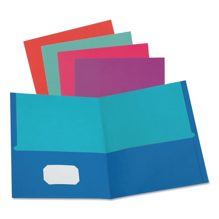 TOPS BUSINESS FORMS Twisted Twin Pocket Folder, Accommodates (100) 11 x 8.5 Sheets, Assorted Colors, 10/Pack (OXF51274)