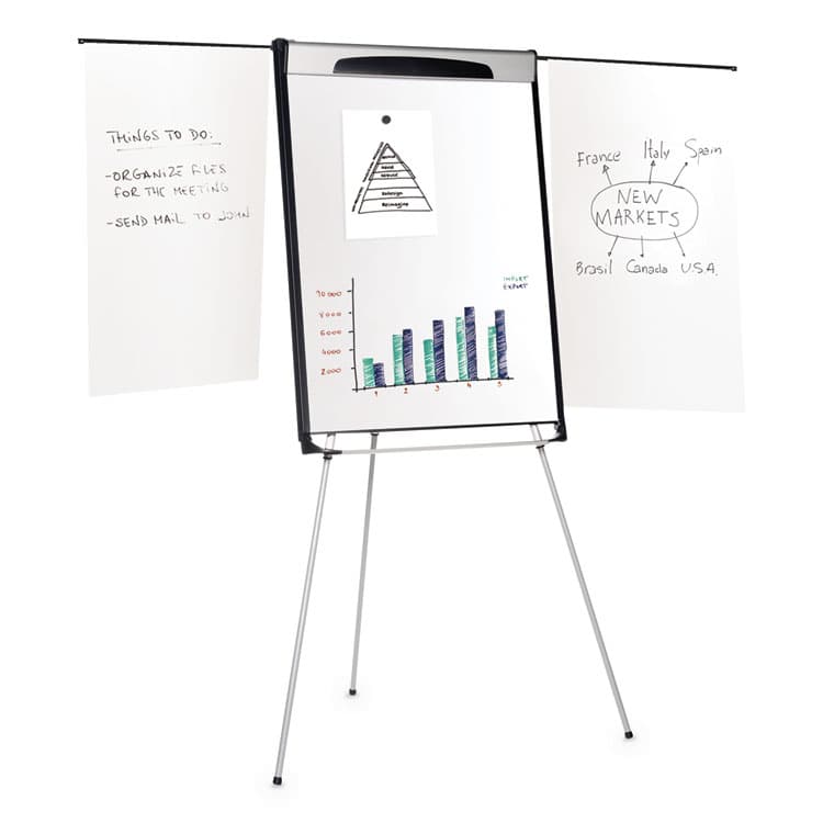 BI-SILQUE VISUAL COMMUNICATION PRODUCTS Tripod Extension Bar Magnetic Gold Ultra Dry Erase Easel, 29" x 41", White Surface, Black/Satin Aluminum Frame (BVCEA23066720)