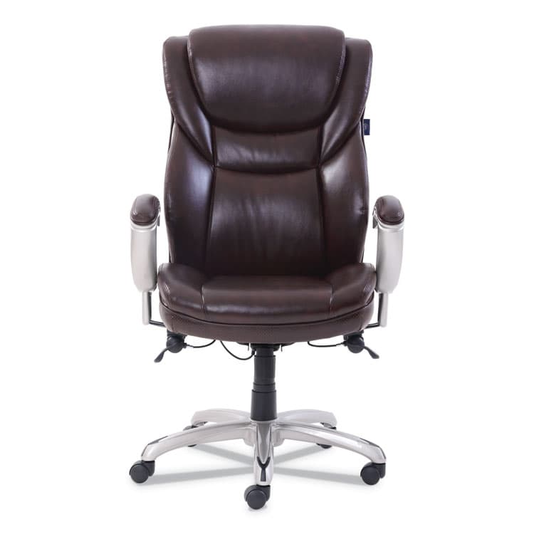 LF PRODUCTS PTE LTD Emerson Executive Task Chair, Supports Up to 300 lb, 19" to 22" Seat Height, Brown Seat/Back, Silver Base (SRJ49710BRW) thumbnail 2