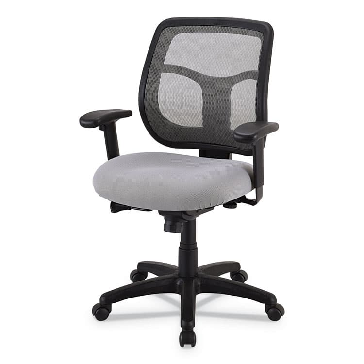 THE RAYNOR GROUP, . Apollo Mid-Back Mesh Chair, 18.1" to 21.7" Seat Height, Silver Seat, Silver Back, Black Base (EUTMT9400SR) thumbnail 2