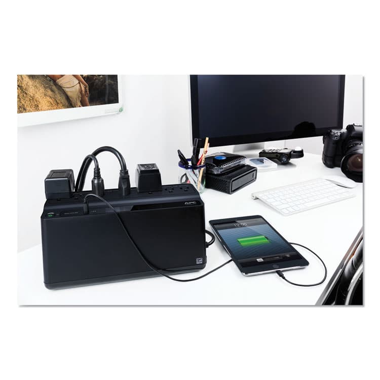 AMERICAN POWER CONVERSION Back-UPS 600 VA Battery Backup System, 7 Outlets, 120 VA, 490 J (APWBE600M1) thumbnail 4