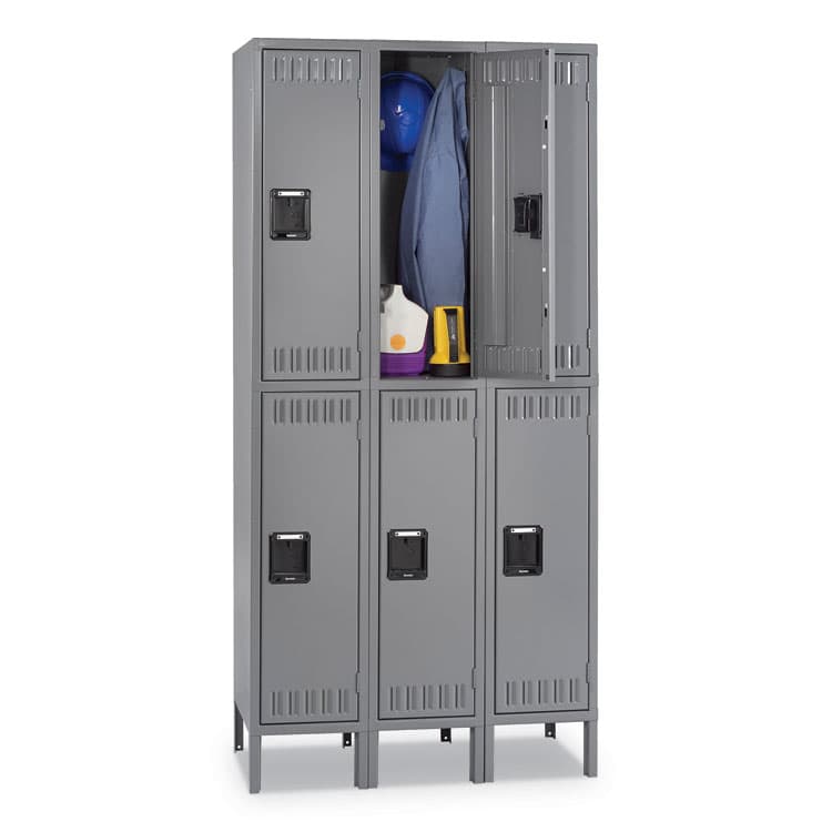 TENNSCO Double Tier Locker with Legs, Triple Stack, 36w x 18d x 78h, Medium Gray (TNNDTS1218363MG)