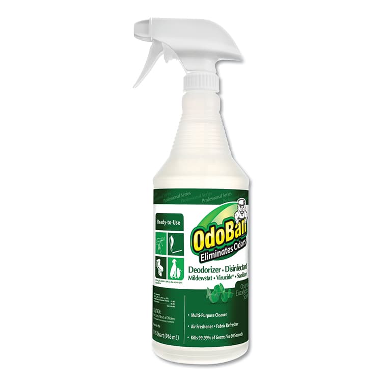 CLEAN CONTROL CORPORATION RTU Odor Eliminator and Disinfectant, Eucalyptus Scent, 32 oz Spray Bottle (ODO910062QC12)