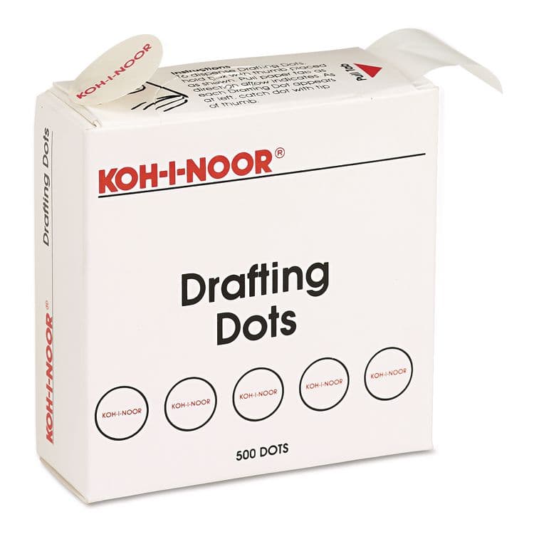 CHARTPAK/PICKETT Adhesive Drafting Dots, 0.88" dia, Dries Clear, 500/Box (KOH25900J01)