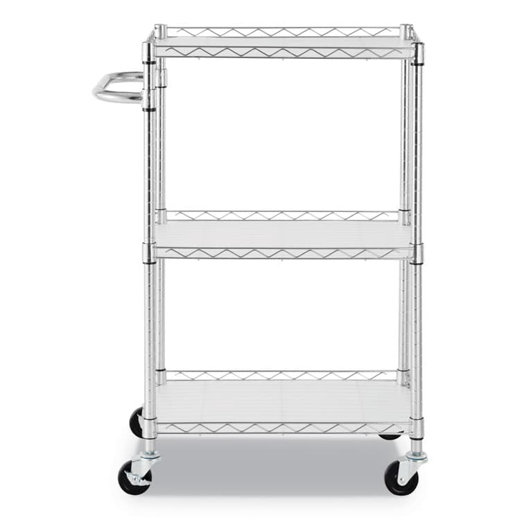 ALERA Three-Shelf Wire Cart with Liners, Metal, 3 Shelves, 450 lb Capacity, 24" x 16" x 39", Silver (ALESW322416SR) thumbnail 2