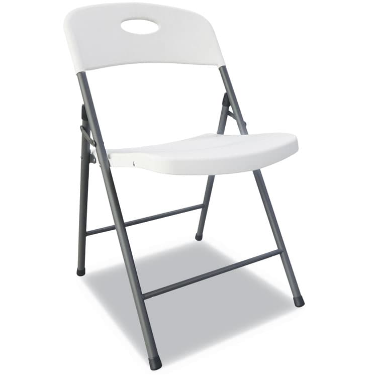 ALERA Molded Resin Folding Chair, Supports Up to 225 lb, 18.19" Seat Height, White Seat, White Back, Dark Gray Base, 4/Carton (ALEFR9402)