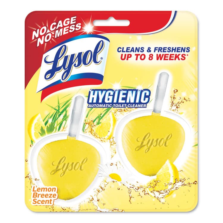 RECKITT BENCKISER Hygienic Automatic Toilet Bowl Cleaner, Lemon Breeze, 2/Pack (RAC83723)
