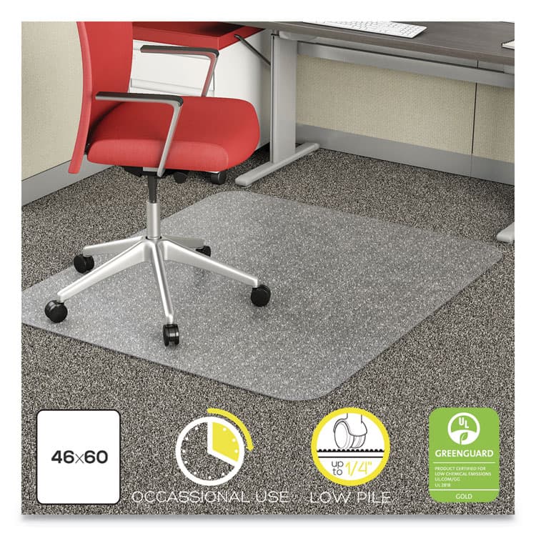 DEFLECTO CORPORATION EconoMat Occasional Use Chair Mat for Flat Pile Carpeted Floors, Rectangular, 46" x 60", Clear, Ships Rolled (DEFCM11442FCOM) thumbnail 2