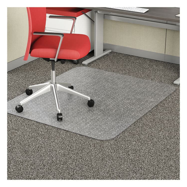 DEFLECTO CORPORATION EconoMat Occasional Use Chair Mat for Flat Pile Carpeted Floors, Rectangular, 46" x 60", Clear, Ships Rolled (DEFCM11442FCOM)