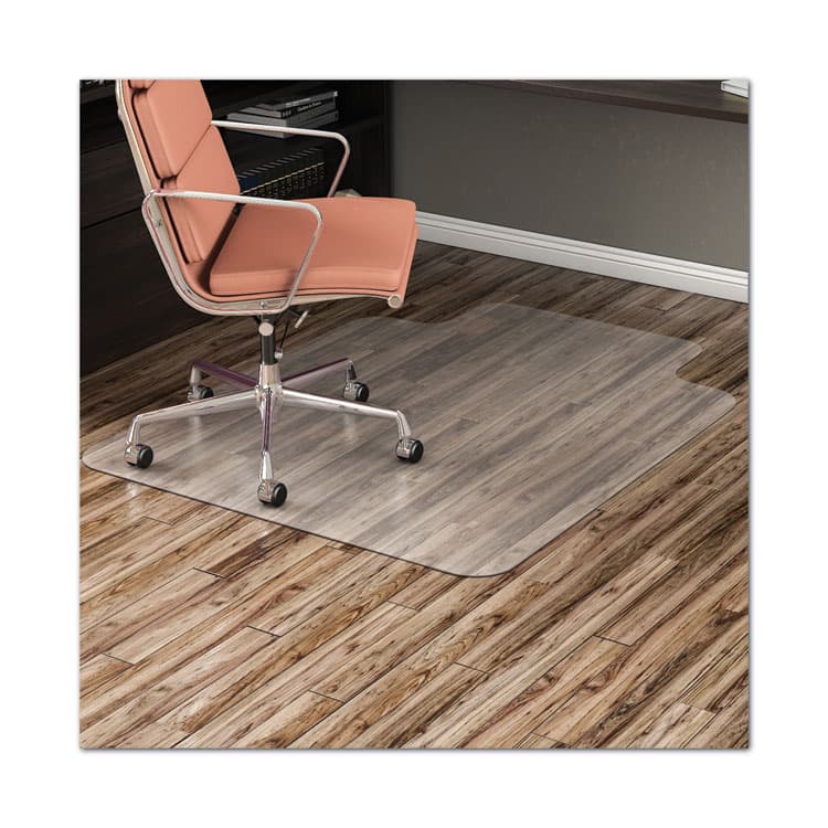 DEFLECTO CORPORATION EconoMat Non-Studded All Day Use Chair Mat for Hard Floors, Rectangular with Wide Lip, 45" x 53", Clear, Ships Flat (DEFCM21232)