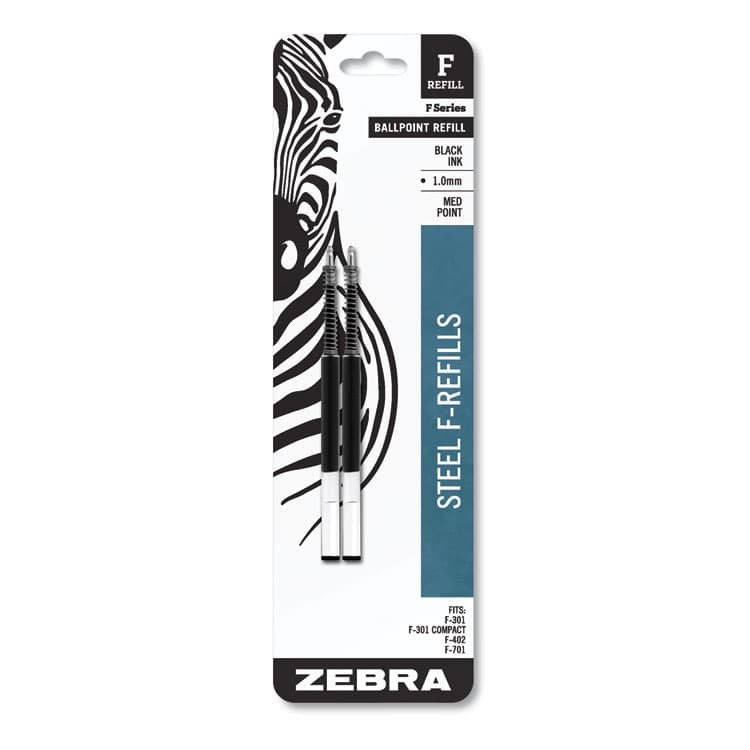 ZEBRA PEN CORP. F-Refill for Zebra F-Series Ballpoint Pens, Medium Conical Tip, Black Ink, 2/Pack (ZEB85412)