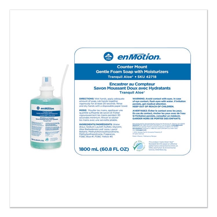 GEORGIA PACIFIC GP enMotion Counter Mount Foam Soap Refill, Tranquil Aloe Scent, 1,800 mL, 2/Carton (GPC42718) thumbnail 3