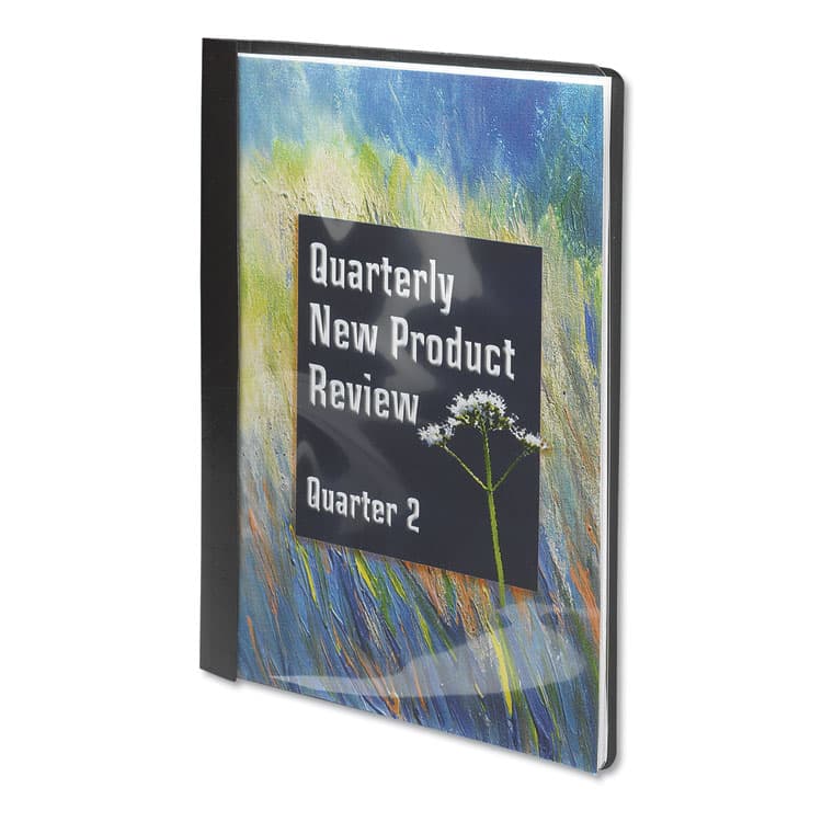 SMEAD MANUFACTURING CO. Poly Report Cover, Double-Prong Fastener, 0.5" Capacity, 8.5 x 11, Clear/Black, 25/Box (SMD87453)