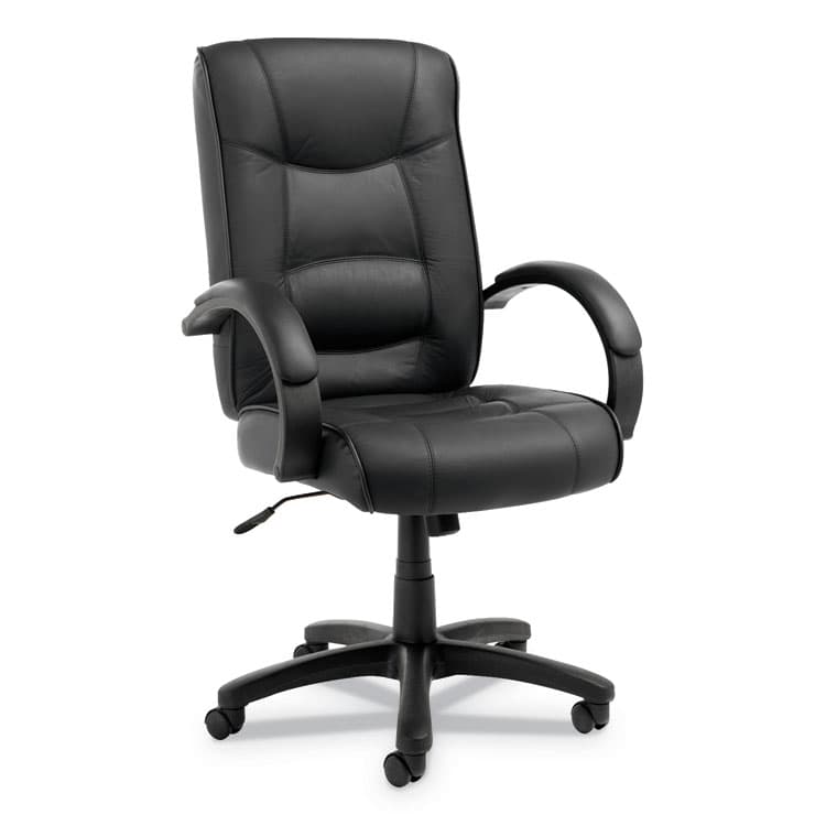 ALERA Alera Strada Series High-Back Swivel/Tilt Top-Grain Leather Chair, Supports Up to 275 lb, 17.91" to 21.85" Seat Height, Black (ALESR41LS10B)