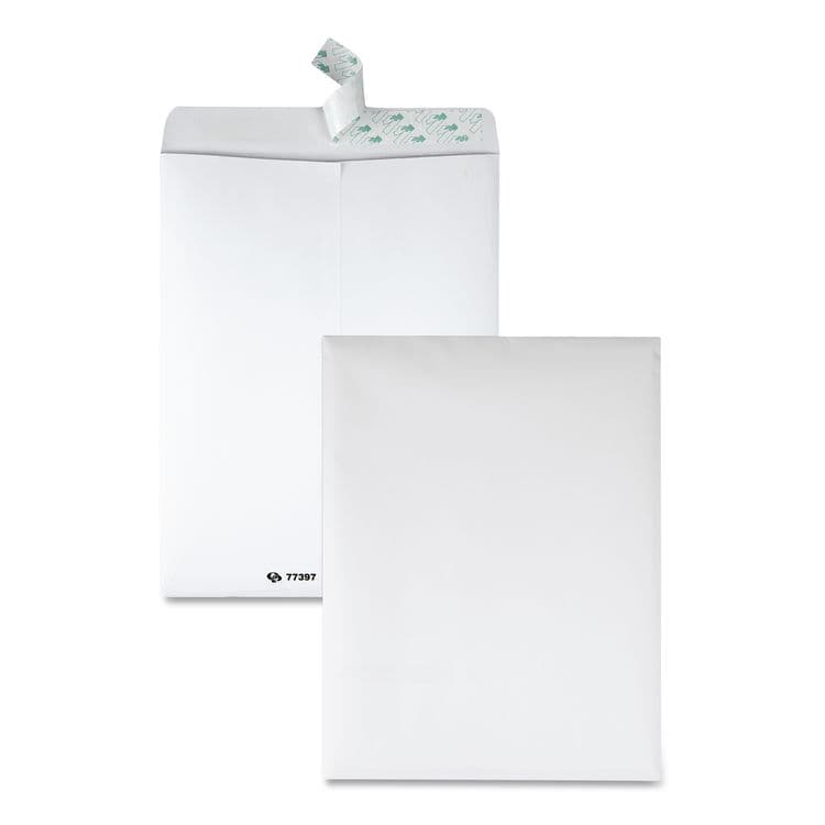 QUALITY PARK PRODUCTS Tech-No-Tear Catalog Envelope, Paper Exterior, #13 1/2, Cheese Blade Flap, Self-Adhesive Closure, 10 x 13, White, 100/Box (QUA77397)