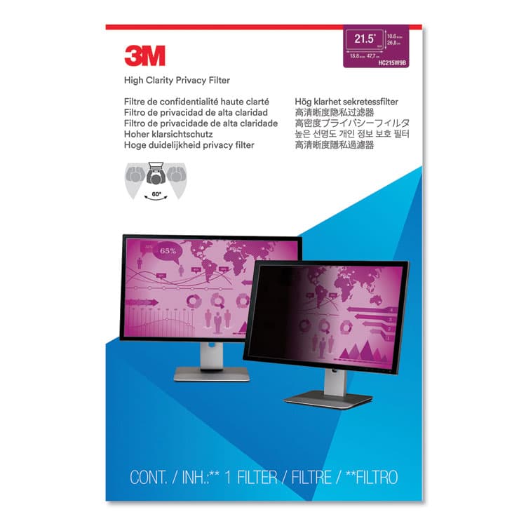 3M/COMMERCIAL TAPE DIV. High Clarity Privacy Filter for 21.5" Widescreen Flat Panel Monitor, 16:9 Aspect Ratio (MMMHC215W9B) thumbnail 2
