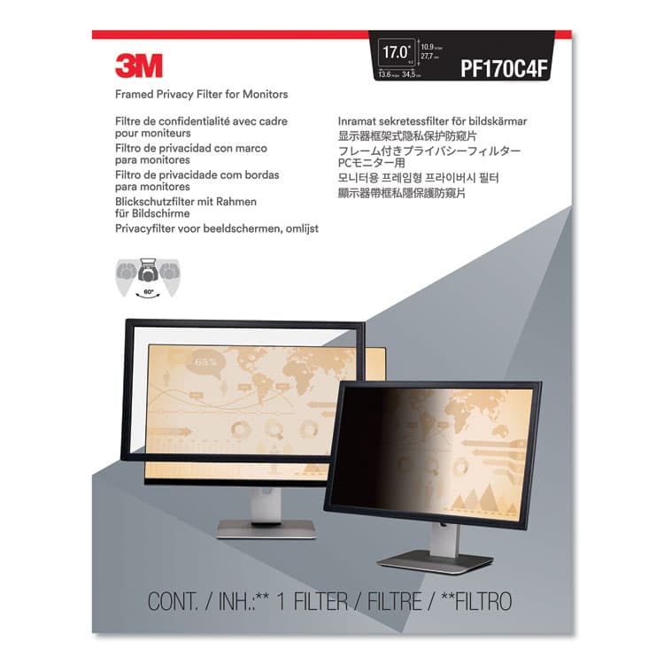 3M/COMMERCIAL TAPE DIV. Framed Desktop Monitor Privacy Filter for 15" to 17" CRT/17" Flat Panel Monitors (MMMPF170C4F) thumbnail 2