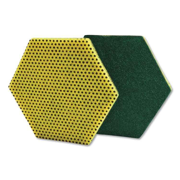 3M/COMMERCIAL TAPE DIV. Dual Purpose Scour Pad, 5 x 5.75, Green/Yellow, 15/Carton (MMM96HEX)