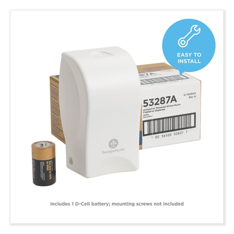 GEORGIA PACIFIC ActiveAire Powered Whole-Room Freshener Dispenser, 4.38" x 4" x 7.81'', White (GPC53287A) thumbnail 4